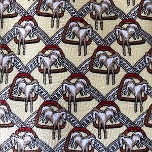 Fratello Necktie Tie Mens Yellow Equestrian Jumping Horse Stirrup Handmade
